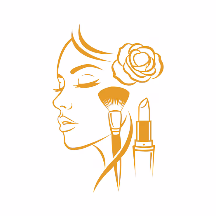 makeup artist logo with woman flower brush lipstick gold color 1128845 4114